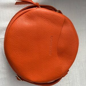 Portland Leather Orange Round Crossbody Bag
